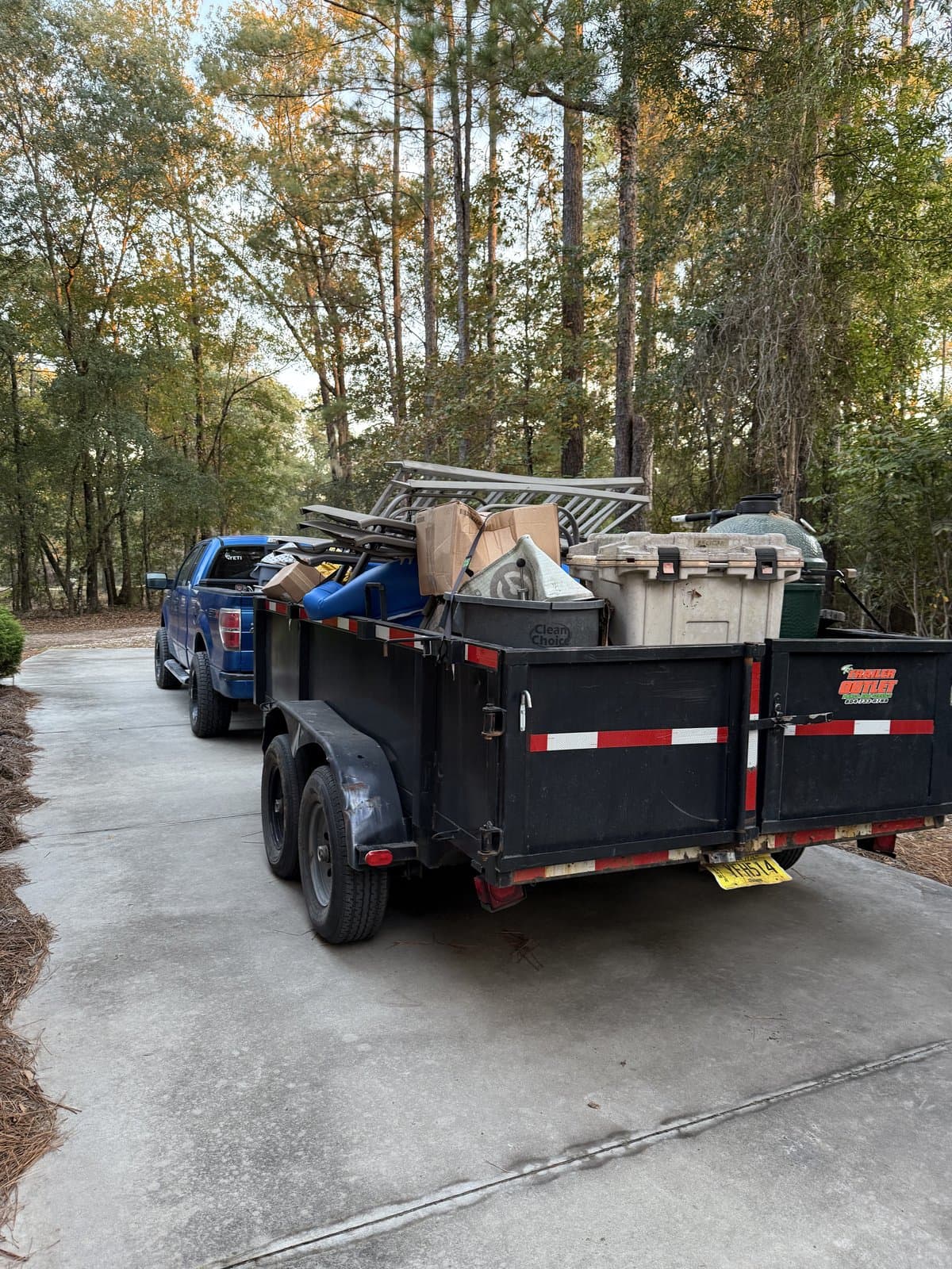 Loaded junk removal trailer ready for haul in Springfield GA